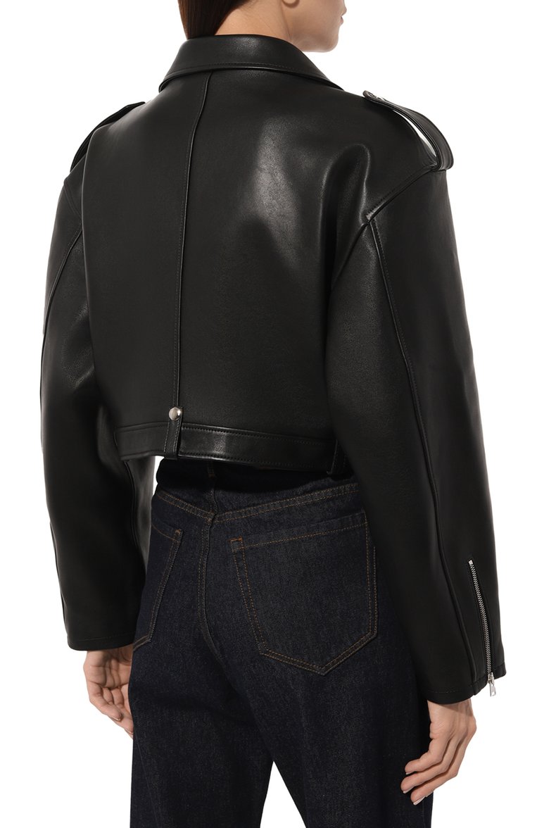 Женская кожаная куртка SASHAVERSE черного цвета, арт. CLT001/Leather.900/SS24 | Фото 4 (Длина (верхняя одежда): Короткие; Материал внешний: Натуральная кожа; Материал подклада: Вискоза; Рукава: Длинные; Кросс-КТ: Куртка, Легкие; Женское Кросс-КТ: Замша и кожа; Стили: Гранж)