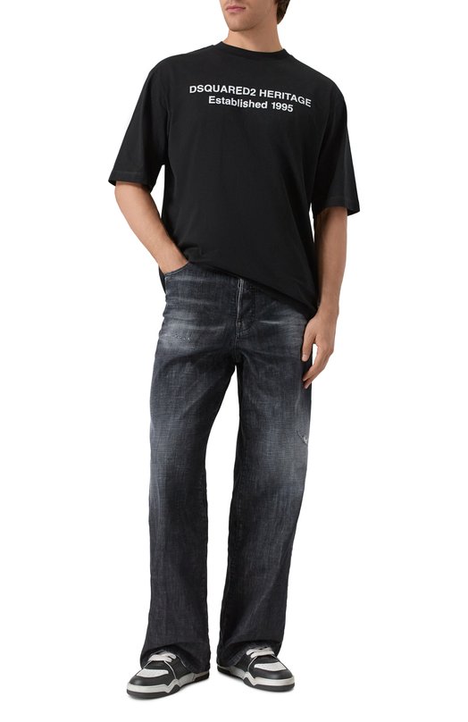 Хлопковая футболка Dsquared2 S74GD1456/D20020 Чёрный  S74GD1456/D20020 Фото 2