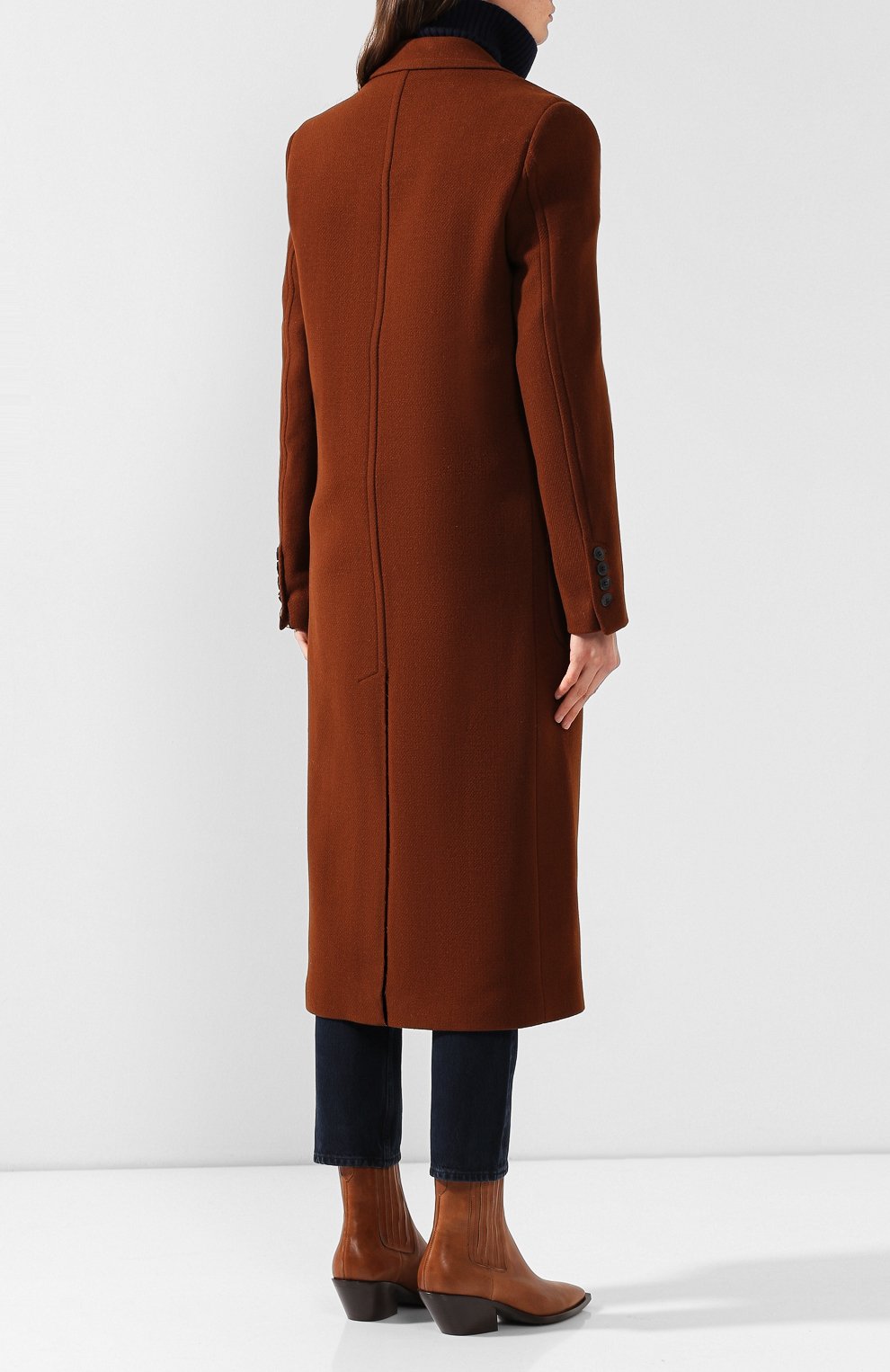 Шерстяное пальто AMI коричневого цвета по цене 73400 руб., арт. H19FM002.224, фото 4 Шерстяное пальто AMI, арт. H19FM002.224, фото 4