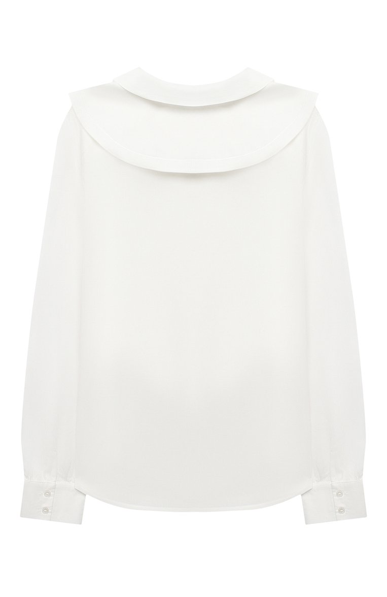 Детское хлопковая блузка LANVIN белого цвета, арт. N15009 | Фото 2 (Рукава: Длинные; Стили: Классический; Ростовка одежда: 10 - 11 лет | 140 - 146см, 12 лет | 152 см, 13 - 15 лет | 158 см)