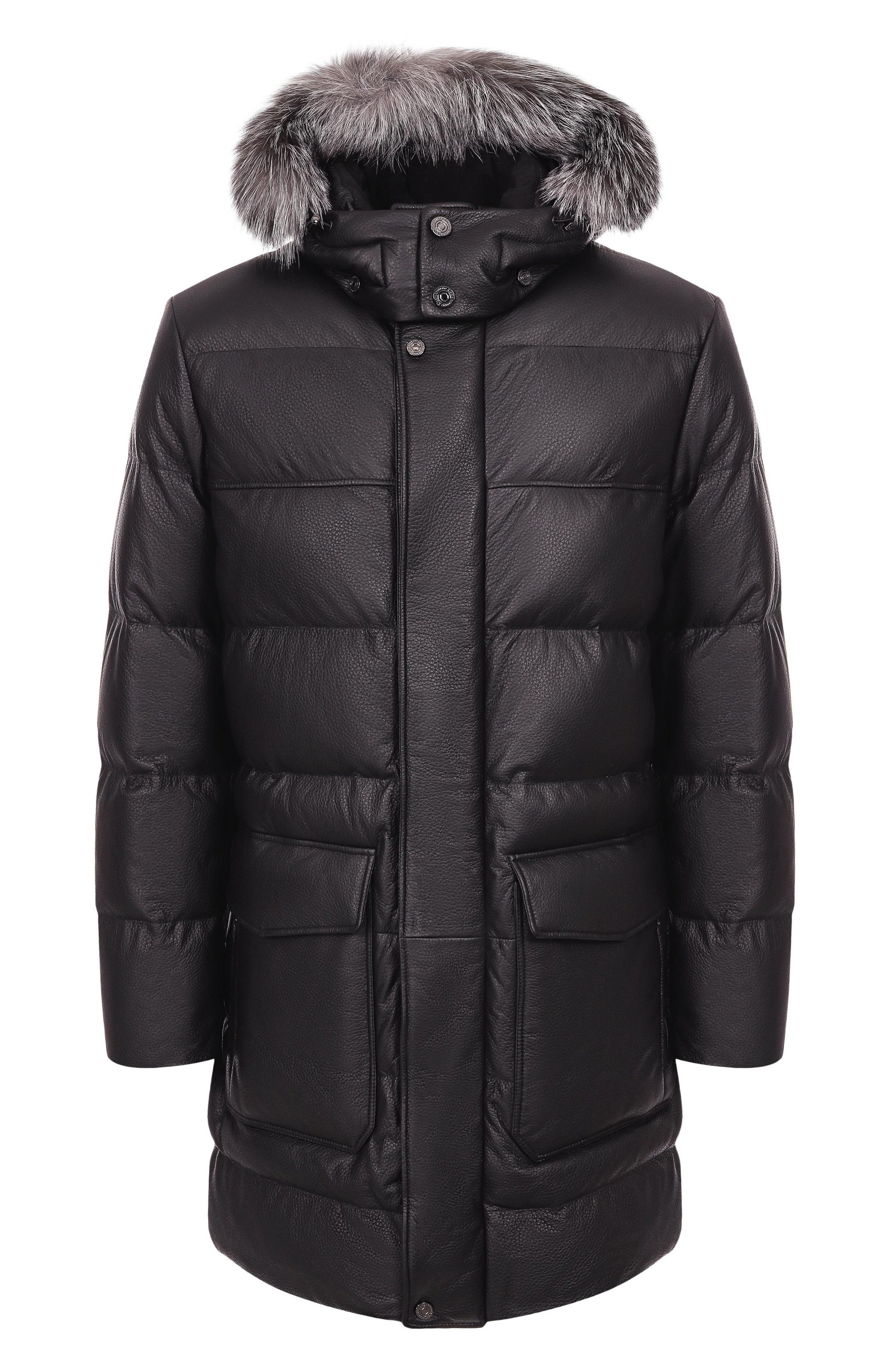 Кожаный пуховик с отделкой из песца STEFANO RICCI черного цвета по цене 995000 руб., арт. MDJ5300430/5901/60, фото 1 Кожаный пуховик с отделкой из песца STEFANO RICCI, арт. MDJ5300430/5901/60, фото 1