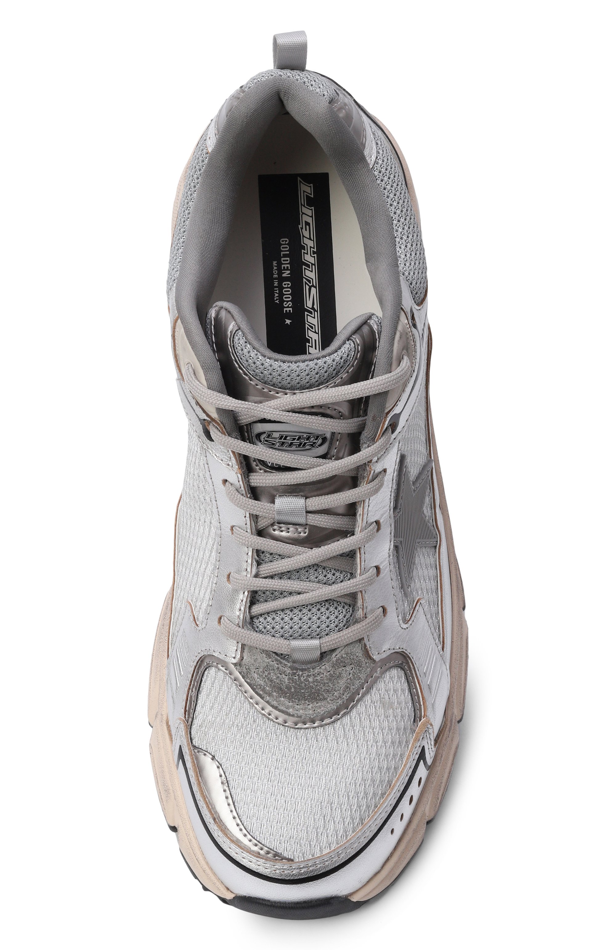 Комбинированные кроссовки lightstar GOLDEN GOOSE DELUXE BRAND серебряного цвета по цене 83900 руб., арт. GMF00724.F007843, фото 5 Комбинированные кроссовки lightstar GOLDEN GOOSE DELUXE BRAND, арт. GMF00724.F007843, фото 5