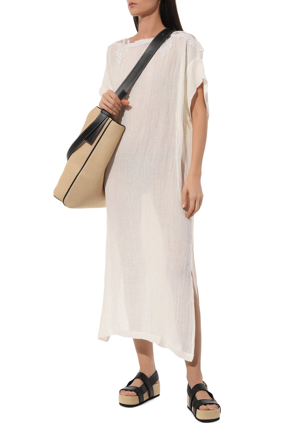 Туника изо льна и вискозы MAURIZIO белого цвета по цене 51900 руб., арт. MZS4W36060577, фото 2 Туника изо льна и вискозы MAURIZIO, арт. MZS4W36060577, фото 2