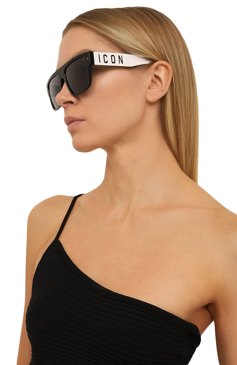Женские солнцезащитные очки DSQUARED2 черно-белого цвета, арт. IC0N0003 CCP | Фото 2 (Региональные ограничения белый список (Axapta Mercury): Не проставлено; Нос: Не проставлено; Материал: Плас�тик; Тип очков: С/з; Очки форма: Квадратные; Оптика Гендер: оптика-унисекс)