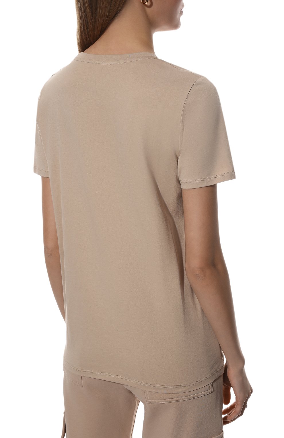 Хлопковая футболка BALMAIN бежевого цвета по цене 42750 руб., арт. XF1EF005/BB02, фото 4 Хлопковая футболка BALMAIN, арт. XF1EF005/BB02, фото 4