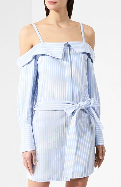 Хлопковое платье VICTORIA, VICTORIA BECKHAM, арт. DRVV 647 SS19 CHAMBRAY STRIPE, фото 3