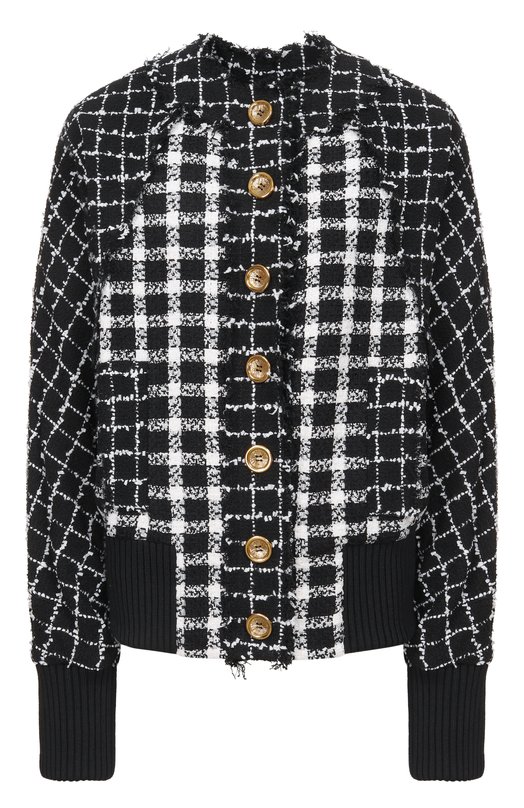 Твидовый бомбер Balmain GF1TFA45/MI18 Чёрный GF1TFA45/MI18