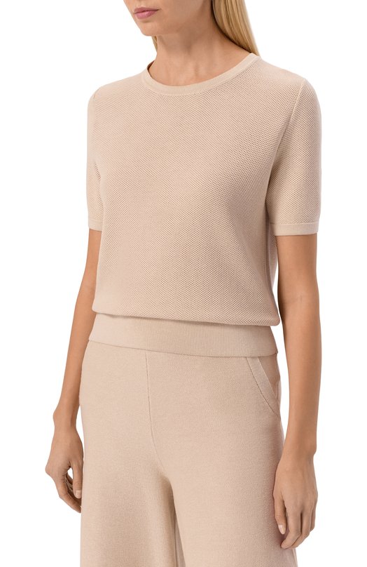 Топ из шелка и хлопка MVST WS61-607MU Бежевый  WS61-607MU Фото 3