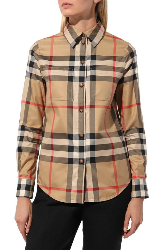 Хлопковая рубашка Burberry 8085645 Бежевый  8085645 Фото 3