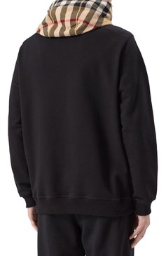 Мужской хлопковое худи BURBERRY черного цвета, арт. 8058117 | Фото 4 (Длина (для топов): Стандартные; Рукава: Длинные; Мужское Кросс-КТ: Худи-одежда; Стили: Кэжуэл; Принт: Без принта; Материал внешний: Хлопок; Автоматизация состава: Проставлено; Автоматизация ТО: Проставлено)