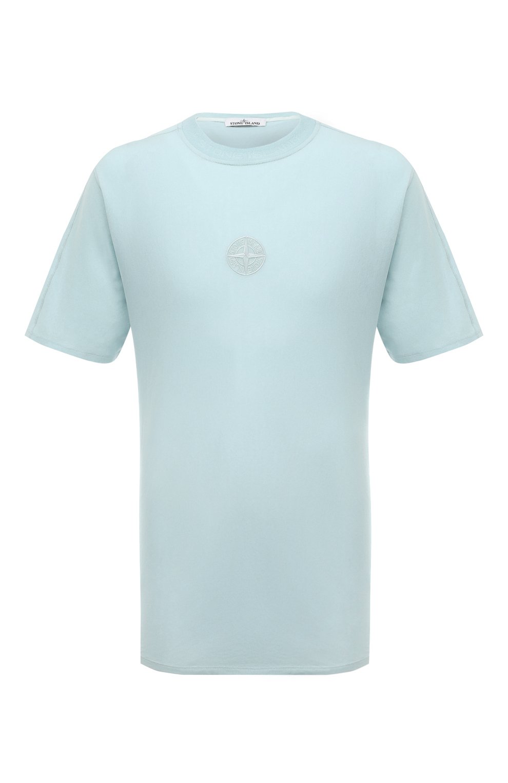 Хлопковая футболка STONE ISLAND голубого цвета по цене 25350 руб., арт. 206E5, фото 1 Хлопковая футболка STONE ISLAND, арт. 206E5, фото 1