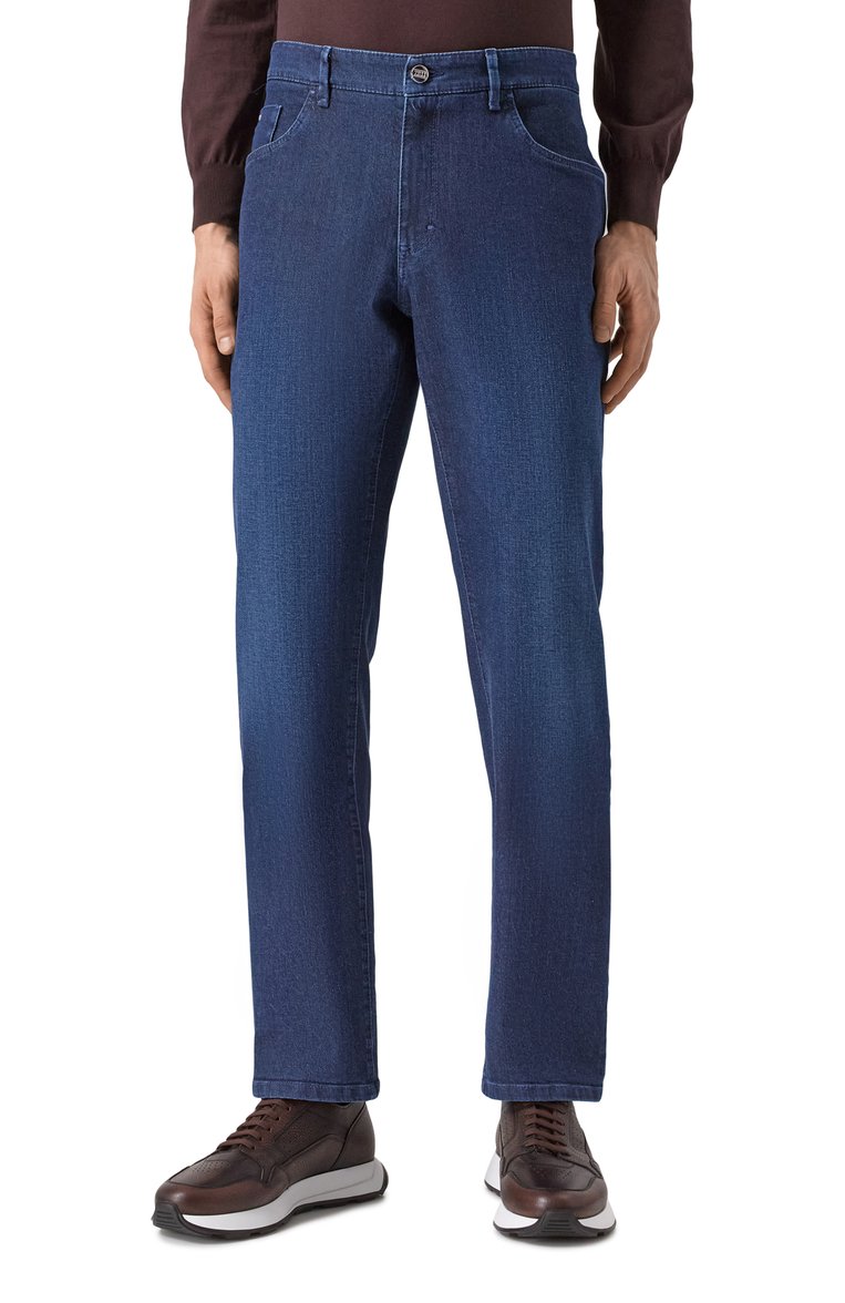 Мужские джинсы regular fit ZILLI темно-синего цвета, арт. J5T001M0460VCBL00 | Фото 3 (Длина (брюки, джинсы): Стандартные; Материал внешний: Хлопок, Деним; Стили: Классический; Кросс-КТ: Деним; Силуэт М (брюки): Прямые; Автоматизация состава: Проставлено; Автоматизация ТО: Проставлено; Детали: Делаве)
