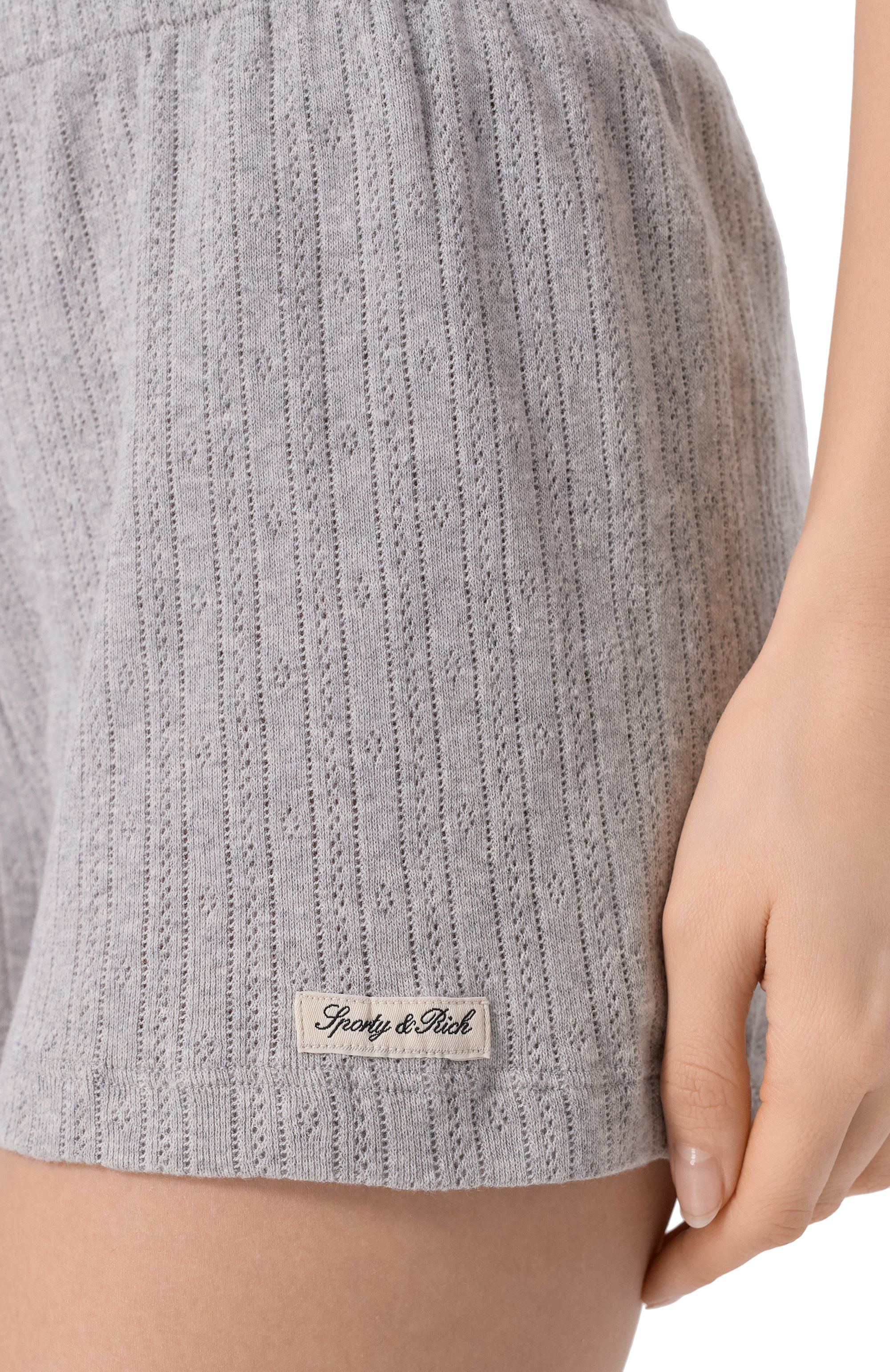Хлопковые шорты SPORTY AND RICH серого цвета по цене 13600 руб., арт. SH06476326GY03, фото 5 Хлопковые шорты SPORTY AND RICH, арт. SH06476326GY03, фото 5