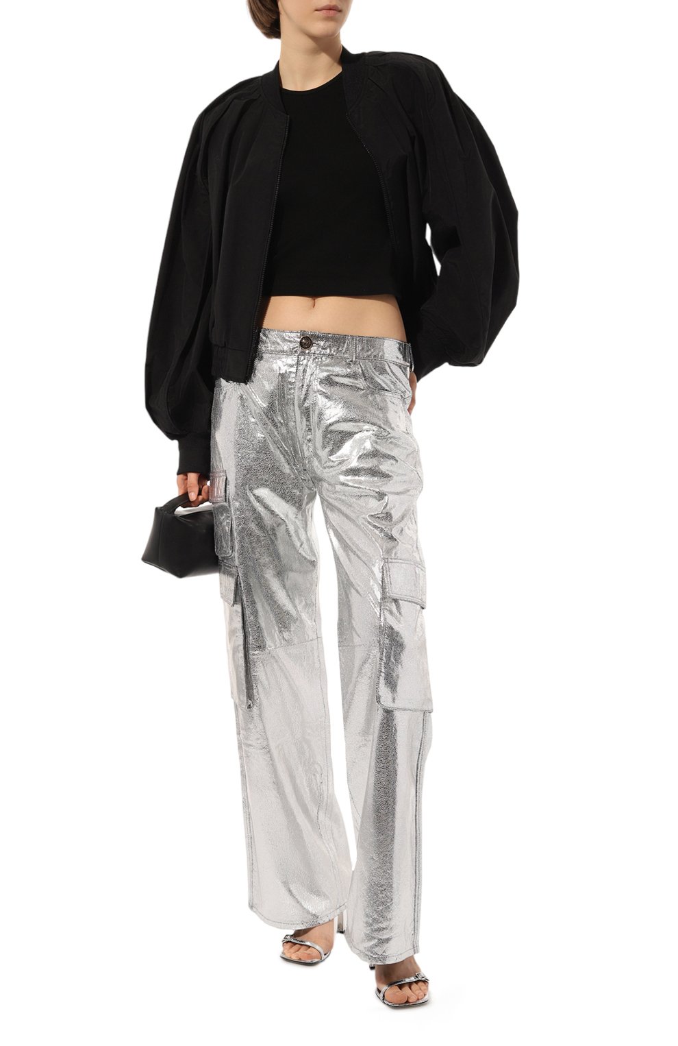 Кожаные брюки-карго BOTROIS серебряного цвета по цене 44900 руб., арт. SKU000007881, фото 2 Кожаные брюки-карго BOTROIS, арт. SKU000007881, фото 2