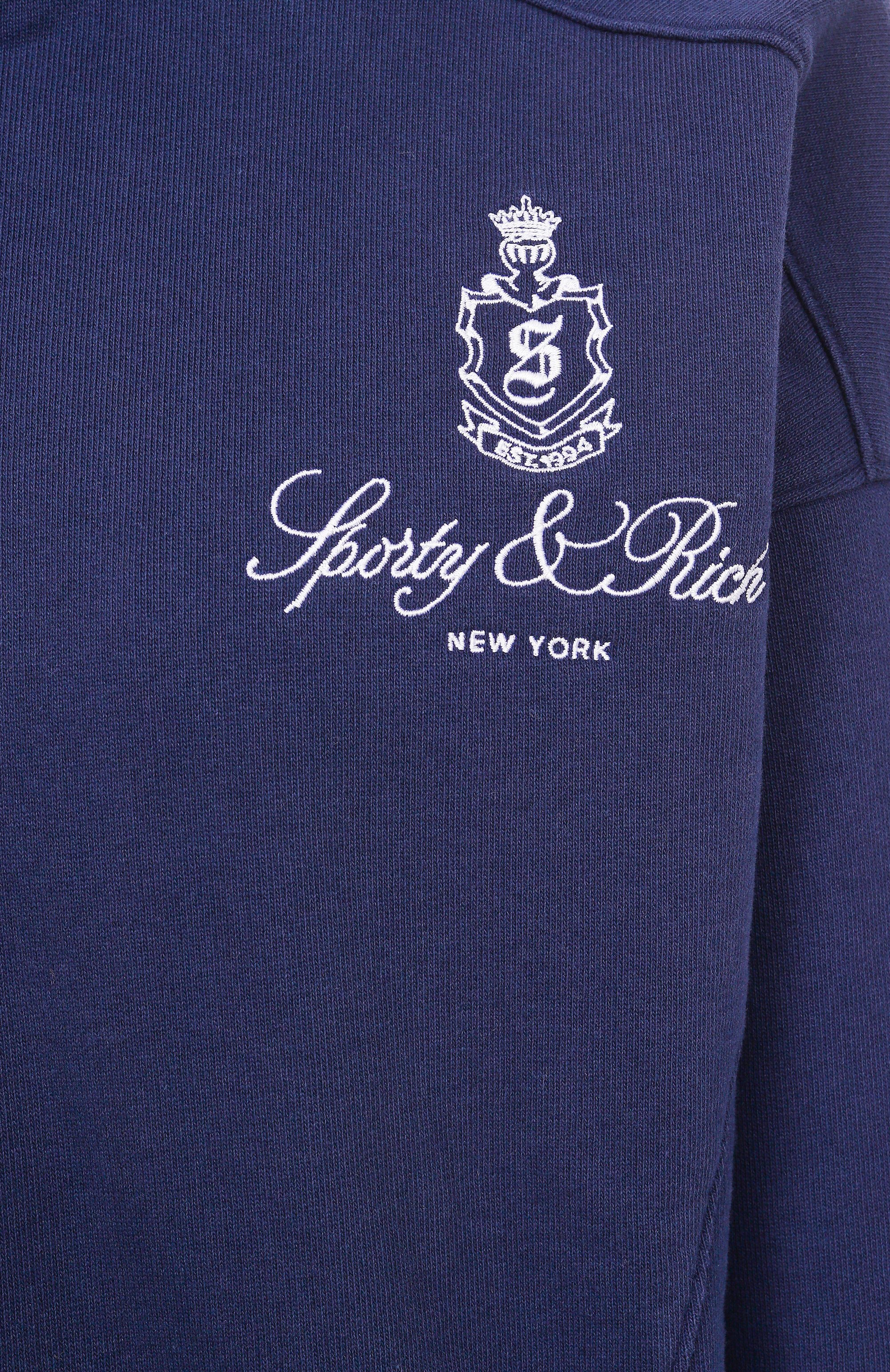 Хлопковый свитшот SPORTY AND RICH темно-синего цвета по цене 28100 руб., арт. ST073606231BL106, фото 10 Хлопковый свитшот SPORTY AND RICH, арт. ST073606231BL106, фото 10