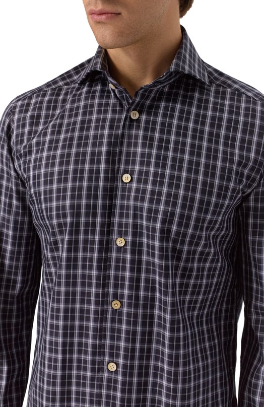 Хлопковая сорочка Kiton UCCH0948136 Чёрный  UCCH0948136 Фото 5