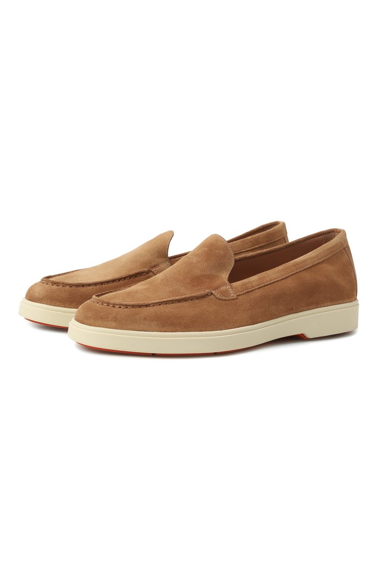 Женские замшевые лоферы SANTONI бежевого цвета, арт. WUYG58856TISNPYL | Фото 1 (Каблук высота: Низкий; Подошва: Платформа; Материал внутренний: Натуральная кожа; Материал внешний: Натуральная кожа, Замша; Материал сплава: Проставлено; Драгоценные камни: Проставлено)
