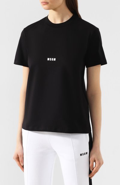 Хлопковая футболка MSGM черного цвета по цене 7750 руб., арт. 2841MDM100 207298, фото 3 Хлопковая футболка MSGM, арт. 2841MDM100 207298, фото 3