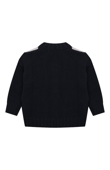 Детский кардиган EMPORIO ARMANI темно-синего цвета, арт. 6D4M56/4M01Z | Фото 2 (Материал сплава: Проставлено; Рукава: Длинные; Драгоценные камни: Проставлено; Материал внешний: Хлопок, Синтетический материал)