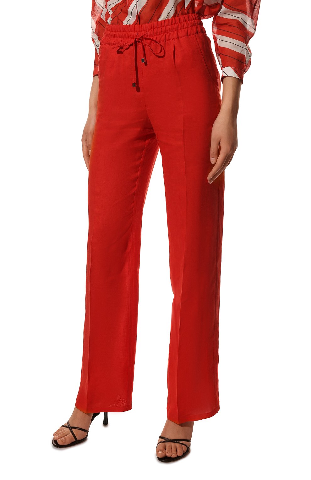 Льняные брюки KITON красного цвета по цене 103500 руб., арт. D48122K09T85, фото 3 Льняные брюки KITON, арт. D48122K09T85, фото 3