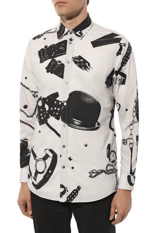 Хлопковая рубашка Moschino Чёрный, белый, фото 3