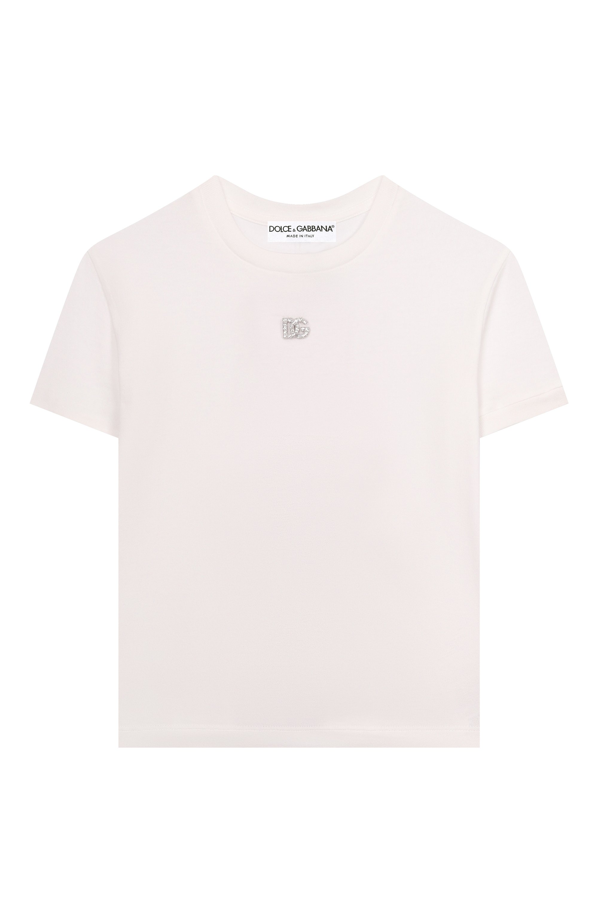 Хлопковая футболка DOLCE & GABBANA кремового цвета по цене 23600 руб., арт. L5JTNJ/G7P2C_001, фото 1 Хлопковая футболка DOLCE & GABBANA, арт. L5JTNJ/G7P2C_001, фото 1
