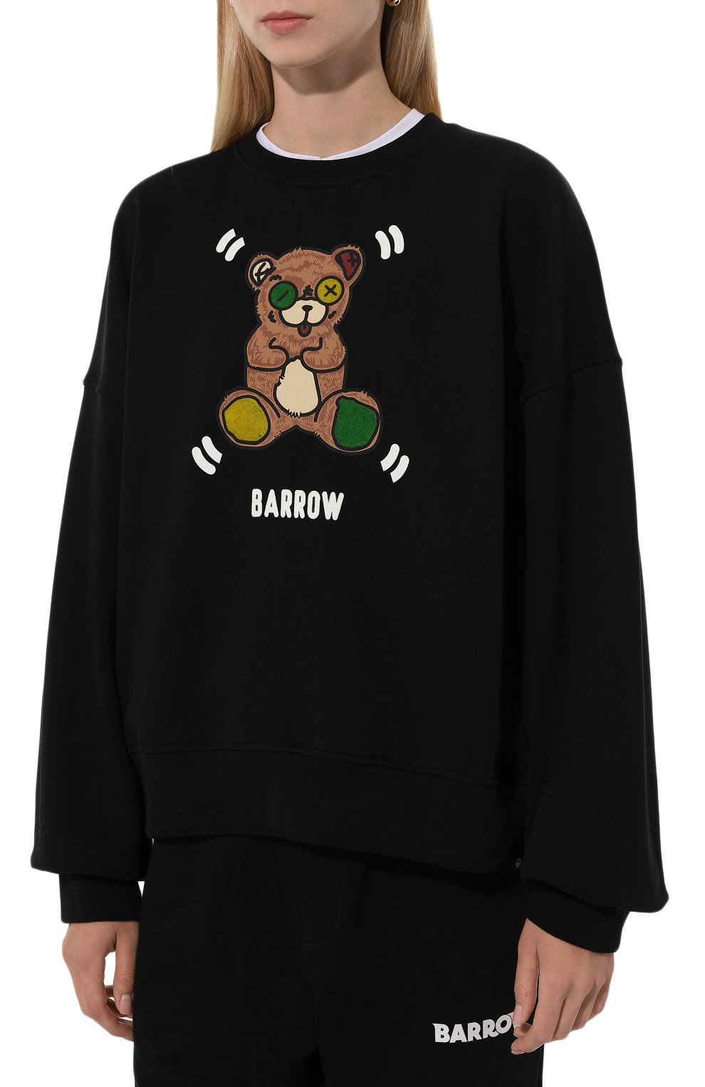 Хлопковый свитшот BARROW черного цвета по цене 20800 руб., арт. F4BWW0SW086, фото 3 Хлопковый свитшот BARROW, арт. F4BWW0SW086, фото 3