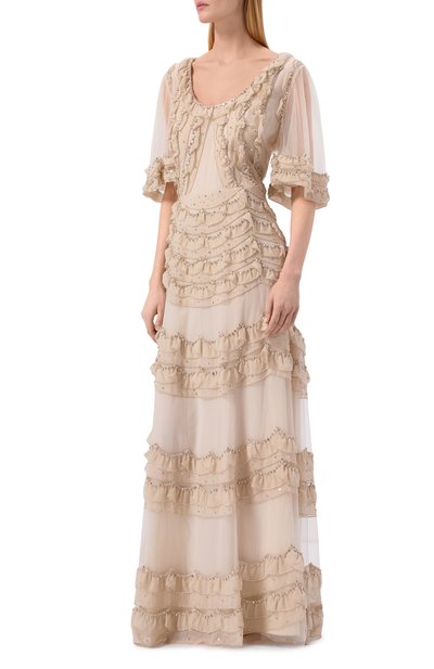 Шелковое платье VALENTINO бежевого цвета по цене 3430000 руб., арт. 6B3VDKV61ED, фото 3 Шелковое платье VALENTINO, арт. 6B3VDKV61ED, фото 3