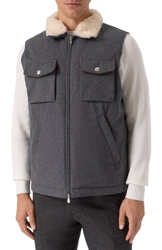 Шерстяной жилет Brunello Cucinelli MM4701646 Серый  MM4701646 Фото 3