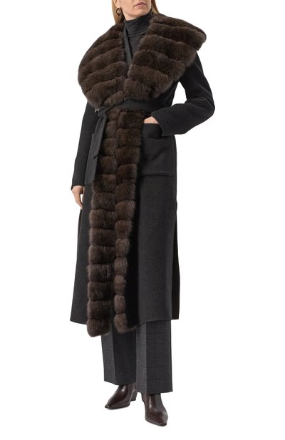 Шерстяное пальто с отделкой из соболя MVST, арт. FTBPL-X1395-1SB/LP1134, фото 3