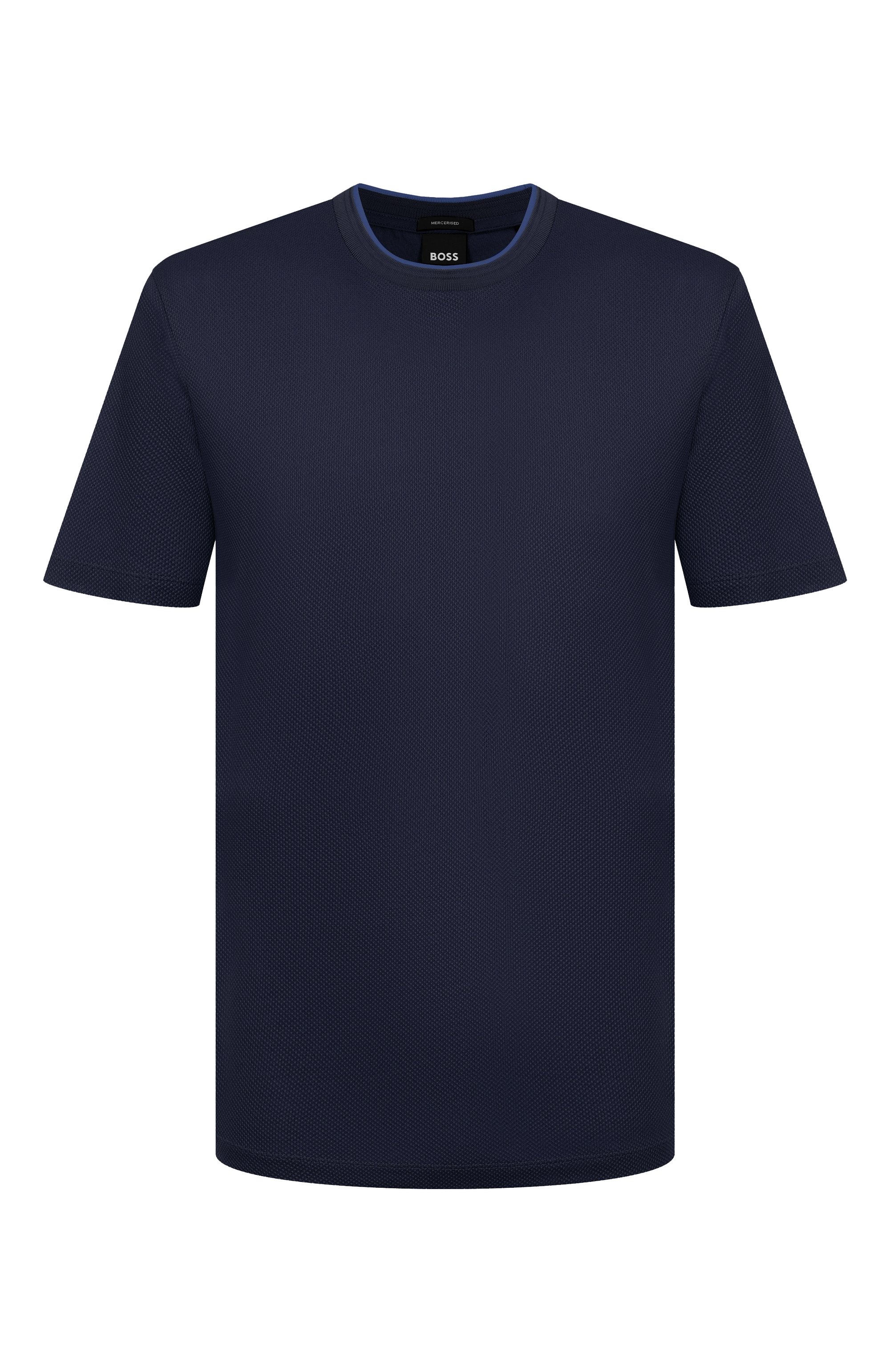 Хлопковая футболка BOSS темно-синего цвета по цене 13450 руб., арт. 50524998, фото 1 Хлопковая футболка BOSS, арт. 50524998, фото 1