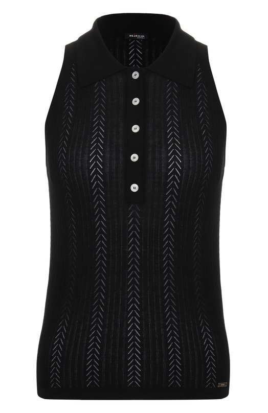 Хлопковое поло Kiton D5978700088 Чёрный D5978700088