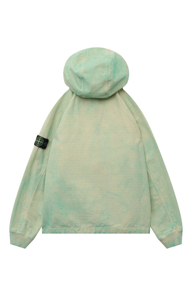 Детского хлопковая ветровка STONE ISLAND бирюзового цвета, арт. 407/35/14 | Фото 2 (Материал внешний: Хлопок; Рукава: Длинные; Кросс-КТ: Ветровки; Ростовка одежда: 16 лет | 164 см)