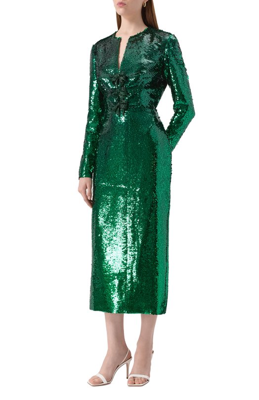 Платье с отделкой пайетками Elie Saab D0796NP25/PA008 Зелёный  D0796NP25/PA008 Фото 3