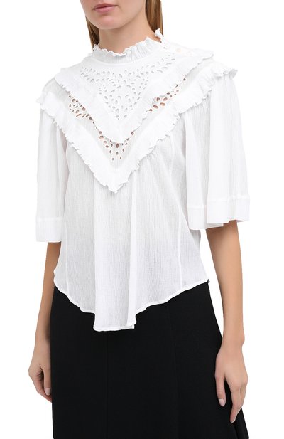 Блузка из хлопка и вискозы ISABEL MARANT ETOILE белого цвета по цене 33700 руб., арт. HT1817-20A048E/ID0A, фото 3 Блузка из хлопка и вискозы ISABEL MARANT ETOILE, арт. HT1817-20A048E/ID0A, фото 3