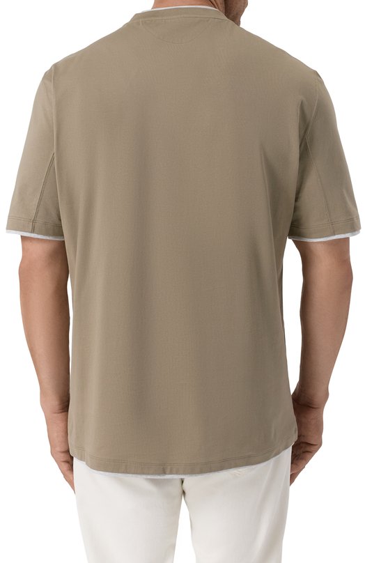 Хлопковая футболка Brunello Cucinelli M0B137427W Хаки  M0B137427W Фото 4