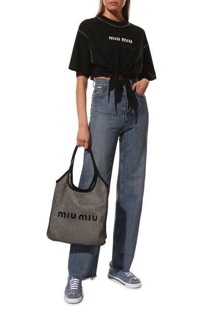 Хлопковая футболка MIU MIU, арт. MJN332-1ZVD-F0002, фото 2