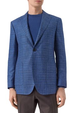 Мужской пиджак из шерсти и шелка CORNELIANI синего цвета, арт. 256018-2516200 | Фото 5 (Материал внешний: Шерсть; Рукава: Длинные; Драгоценные камни: Проставлено; Длина (для топов): Стандартные; Материал сплава: Проставлено; Случай: Повседневный; Пиджаки М: Приталенный; Стили: Кэжуэл; 1-2-бортные: Однобортные)