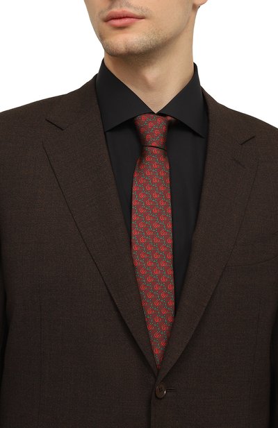 Шелковый галстук GUCCI бордового цвета по цене 25920 руб., арт. 597234 4E001, фото 2 Шелковый галстук GUCCI, арт. 597234 4E001, фото 2