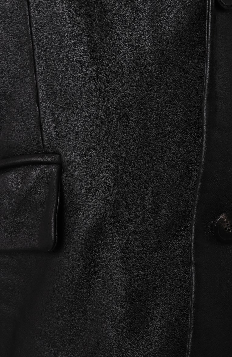 Женский кожаный жакет BALENCIAGA черного цвета, арт. 721871/TMS02 | Фото 6 (Рукава: Длинные; Материал внешний: Натуральная кожа; 1-2-бортные: Однобортные; Стили: Гранж; Длина (для топов): Удлиненные; Женское Кросс-КТ: Жакет-одежда)