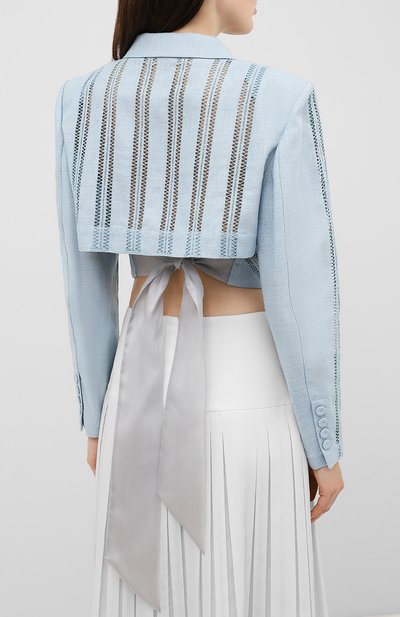 Шелковый жакет ULYANA SERGEENKO голубого цвета по цене 190000 руб., арт. GCC012SS19P (0801т19), фото 4 Шелковый жакет ULYANA SERGEENKO, арт. GCC012SS19P (0801т19), фото 4