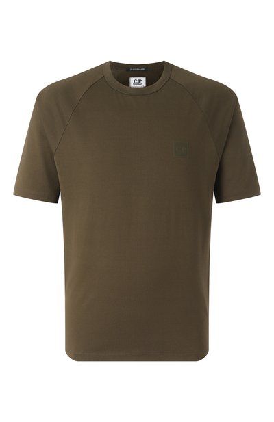 Хлопковая футболка C.P. COMPANY хаки цвета по цене 19950 руб., арт. 18CLTS023A006370W, фото 1 Хлопковая футболка C.P. COMPANY, арт. 18CLTS023A006370W, фото 1