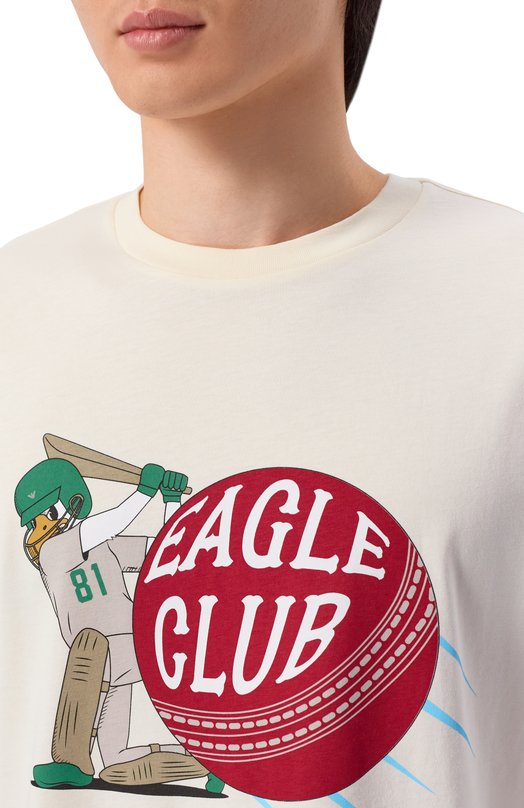 Хлопковая футболка Emporio Armani EM001717/AF14836 Кремовый  EM001717/AF14836 Фото 5