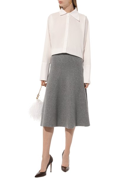 Юбка из шерсти и вискозы VALENTINO серого цвета по цене 293500 руб., арт. 3B3KG03U84P, фото 2 Юбка из шерсти и вискозы VALENTINO, арт. 3B3KG03U84P, фото 2