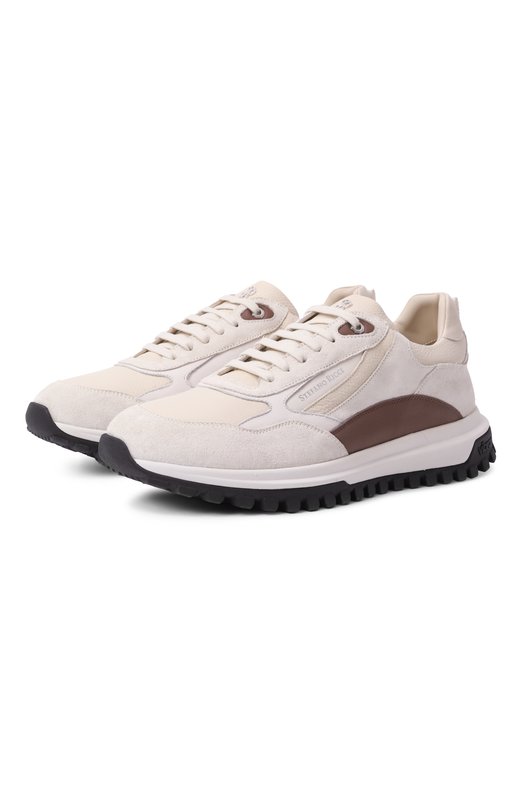 Кожаные кроссовки Stefano Ricci UV30_G6620/SDPMVH Кремовый UV30_G6620/SDPMVH