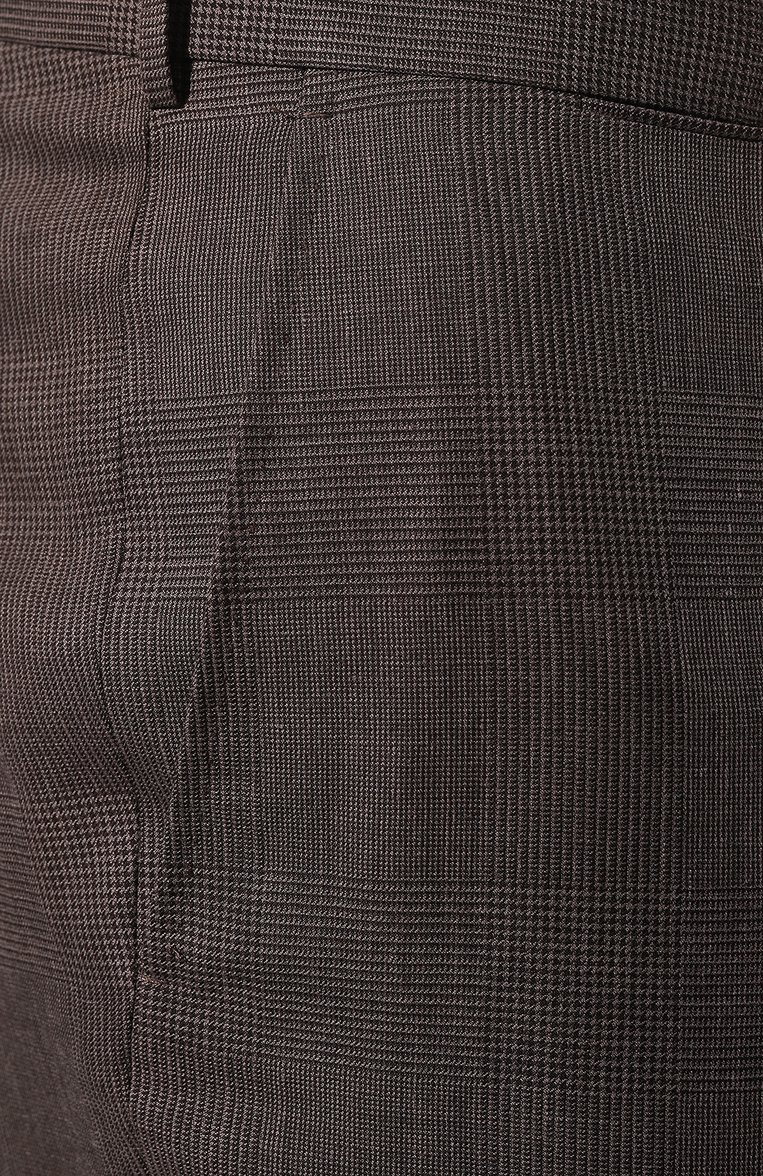 Мужские брюки из шерсти и льна ZEGNA темно-коричневого цвета, арт. 749F09A7/75TB12 | Фото 5 (Материал внешний: Шерсть, Лен; Длина (брюки, джинсы): Стандартные; Стили: Кэжуэл; Случай: Повседневный)