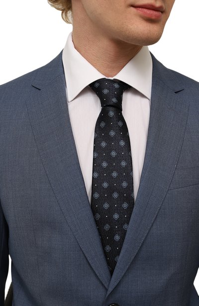 Шелковый галстук KITON темно-синего цвета по цене 29500 руб., арт. UCRVKPC08H01, фото 2 Шелковый галстук KITON, арт. UCRVKPC08H01, фото 2