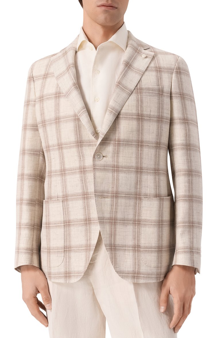 Пиджак изо льна и шерсти LUIGI BIANCHI, арт. 2403/52077, фото 4