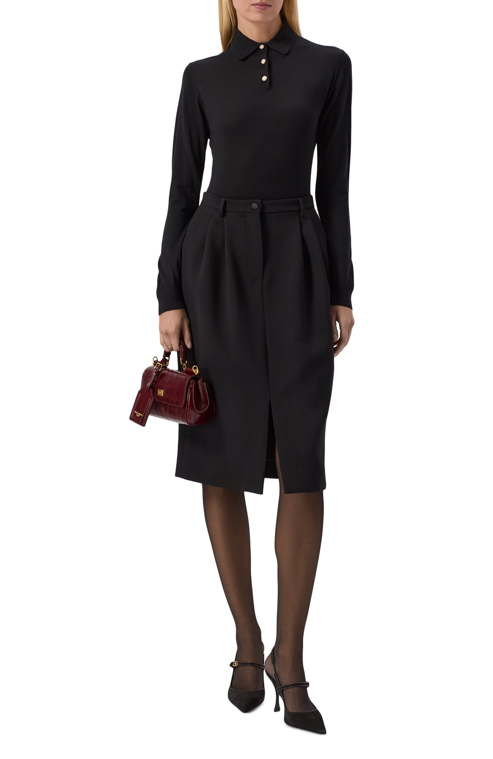 Кашемировое поло DOLCE & GABBANA черного цвета по цене 254000 руб., арт. FXZ59T/JBW24, фото 2 Кашемировое поло DOLCE & GABBANA, арт. FXZ59T/JBW24, фото 2