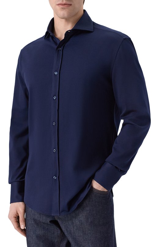 Хлопковая рубашка Brunello Cucinelli M0B136686 Синий  M0B136686 Фото 3